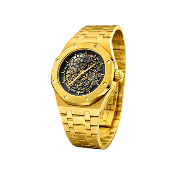 Audemars Piguet Watch | Royal Oak Black Two-Tone Dial Steel & Yellow Gold
