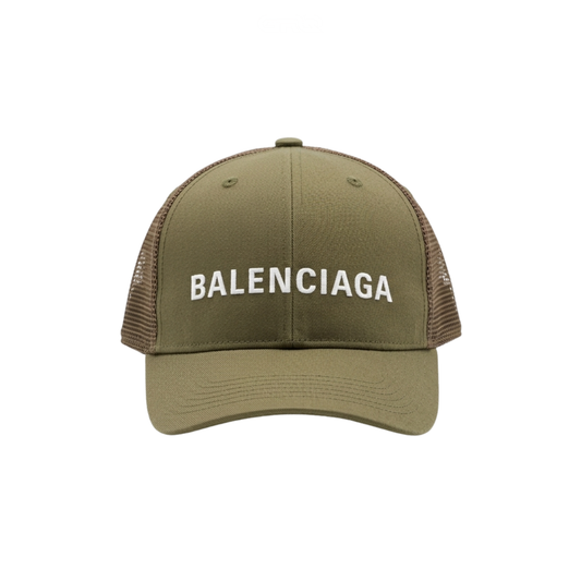 Balenciaga Cap | Logo Trucker Olive Green - View 1