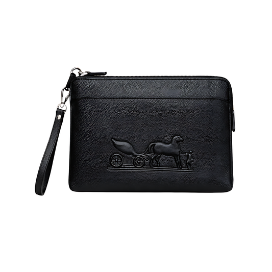 Dior Wrist Pouch | Black Leather Embossed leather - View 1