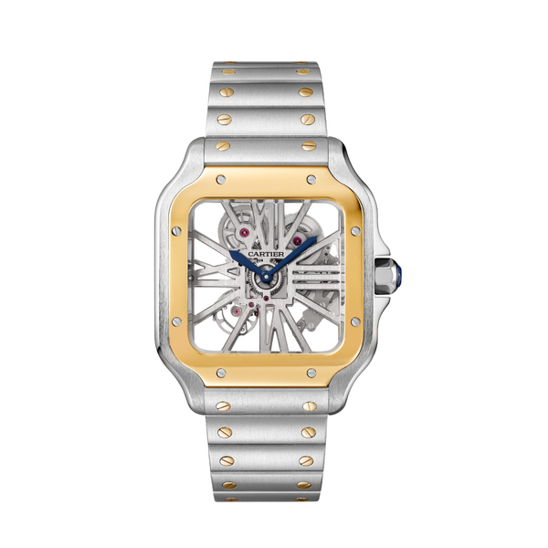 Cartier Watch | Cartier Santos Skeleton Two-Tone Steel & Yellow Gold