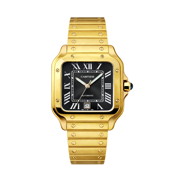 Cartier Watch | Santos de Cartier Gold-Tone Black Dial