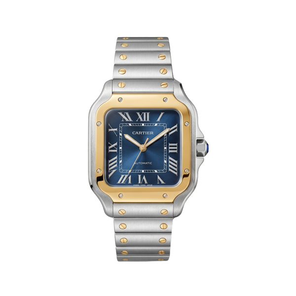 Cartier Watch | Santos de Cartier Two-Tone Blue Dial Large