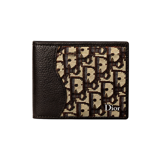Dior Wallet | Beige Black Oblique Jacquard - View 1
