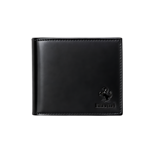 Ferrari Wallet | Black Red Leather Horse Logo - View 1