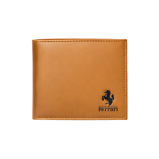 Ferrari Wallet | Brown Leather Horse Logo - View 1