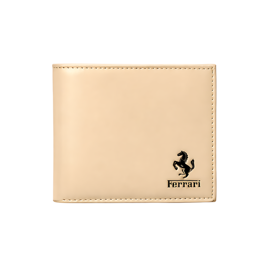 Ferrari Wallet | Cream Leather Horse Logo - View 2