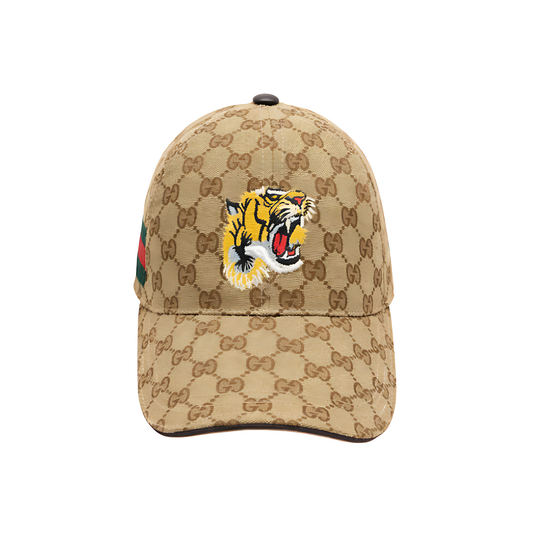 Gucci Tiger Logo Gold Cap - Brown - View 1
