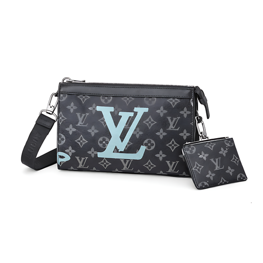 Louis Vuitton Clutch | Louis Vuitton LV Logo Black Blue - View 1