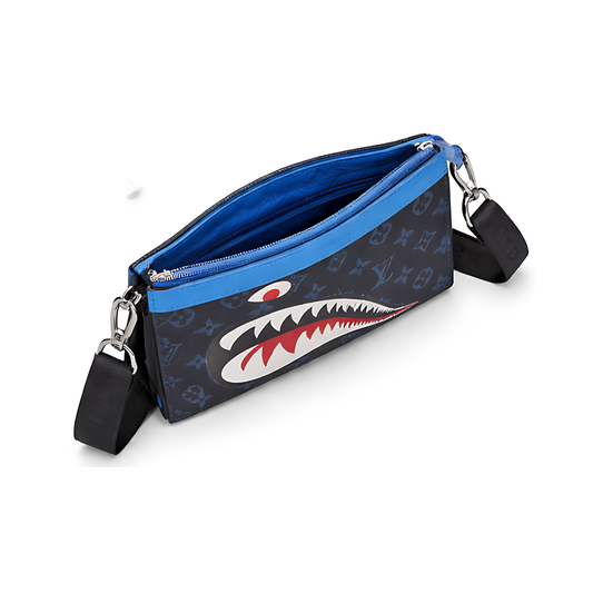 Louis Vuitton Clutch | Louis Vuitton LV Logo Shark Black Blue - View 1