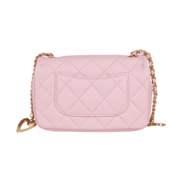 Chanel | Mini Rectangular Flap Bag With Heart Chain In Pink Lambskin And Antique Gold-tone Hardware - Free & Fast UAE Shipping